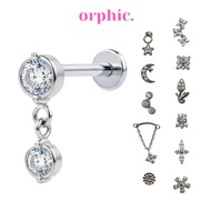 orphic. [3/4] Silver Titanium Screw Lock Flatback Earrings | Conch Helix Tragus Lobe Flat Earring