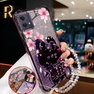 Chic for Moto G84/G71s/G64/G71s/G84/G82/G30/G20 Cover 3pcs( Pink Petals Phone Case+Lanyard+Stand) Ph