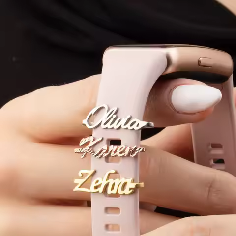 Custom Name Watch Ring For Women Stainless Steel Customized Letter Band Bar Charm Decorative Ring Lo