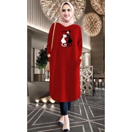 KEMEJA MUSLIM Tunic MEOW2Wanita CURRENT/ / T-SHIRT/ TOSCA XL I3Z5 Simple Women's Tunic Tunic Top Lat