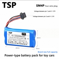 7.4V 18650 Large Capacity Battery for RC Cars Off-Road Climbing Toy Car SM-4P 4-Wire Rechargeable Li