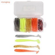 [risingmp] 60pcs T-Tail Road Runner Soft Bait Crank Hookbo Set Fake Bait Set Fishing Gear Set