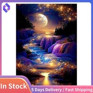 Full Layout  Painting 30 X 40 Cm" Beach Moonlight" Wall Decor Without Frame 30X40cm