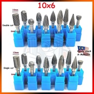 10x6mm Tungsten Carbide Burr 6mm Single Cut Double Cut Rotary Porting Tool Mata Porting Mata Korek