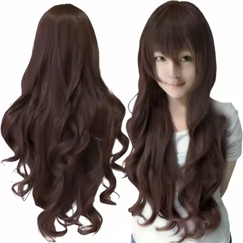 Synthetic Hair Reddish Brown Cosplay Wig Lolita Hair Curly Anime Wigs Kyouko Hori Halloween Costume 