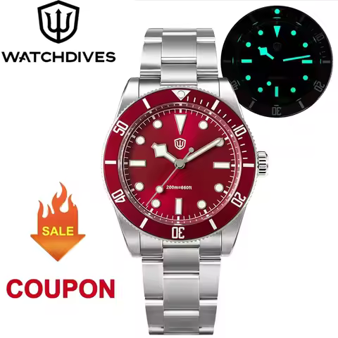 Watchdives 37mm Men Quartz Watch VH31 Sweep Seconds Movemen Stainless Steel Sapphire Luminous Waterp