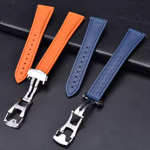 18mm Strap Watch 22mm Premium Grade Soft FKM Rubber Watch Strap 18mm 19mm 20mm 21mm 22mm Moon Wave T