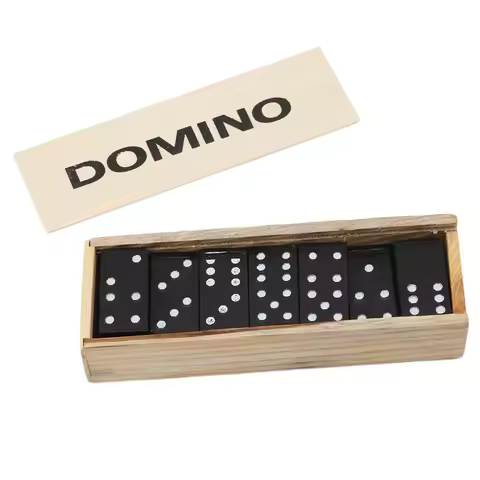 28 Pcs Black Dominoes Wooden Box With Black Dominoes Wooden Board Game Teaching Aids Party Game Chil