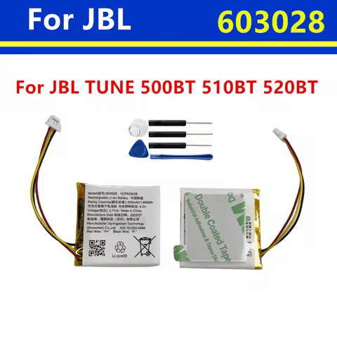 New 603028 Replacement Battery For TUNE 500BT 510BT 510 JBL 510 450mAh BATTERY +Free Tools