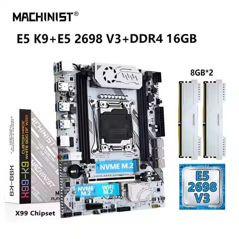 MACHINIST X99 Motherboard Combo LGA 2011-3 Xeon E5 2698 V3 Kit CPU Processor DDR4 16GB RAM NVME M.2 
