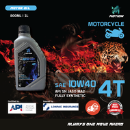 MOTION 10w40 4T 1L Fully Synthetic Motorcycle Engine Oil API SN JASO MA2 Minyak Pelincir Motor Motos