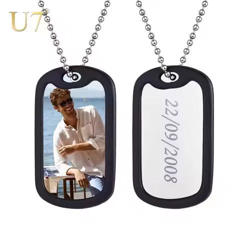 U7 Customized Military Army Dog ID Tag Stainless Steel Personalized Name Photo Image Logo Laser Engr