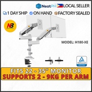 NB North Bayou Dual Monitor Arm Mount Stand Pole H180 up to 35'' 2 - 9kg Each Arm White