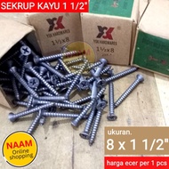 (8x1 1/2") FULL THREAD PLUS SCREWDRIVER SCREW - 1 1/2 IN WOOD SCREW - 8 X 1 1 1 2 INCH SCREW FOR WOO