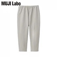 無印良品 Muji Labo | 粗織水洗牛津布寬版八分褲 淡灰色_XS
