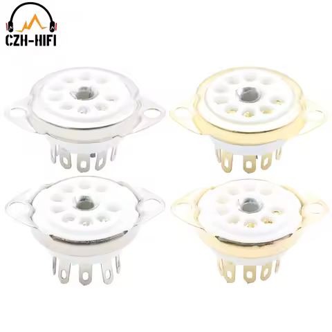 10pcs 9pin Ceramic Vacuum Tube Socket Valve Base for 12AX7 ECC83 6922 ECC88 EL84 ECC82 12AU7 5670 6C