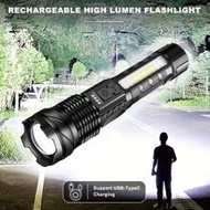 Rechargeable Metal Flashlight, High Lumen Zoomable, 5 Modes Waterproof Emergency Flashlight, Handhel