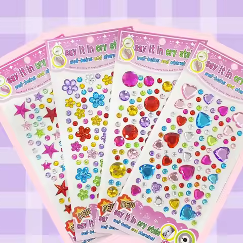 107pcs Self Adhesive Acrylic Sparkling Rhinestone Sticker 3D Children Diamond Sticker Jewel Crafts D