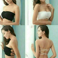 COD E-32 JdF Shop - Sicilia Bralette lace bra with cross back straps brocade tube bra/