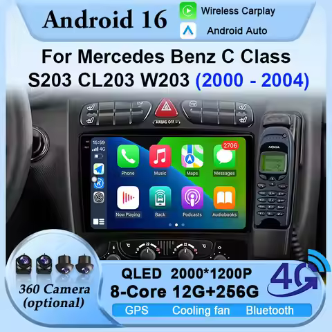 Wireless GPS Touch Screen Stereo Android 16 For Mercedes Benz C Class S203 CL203 W203 2000-2004 Car 