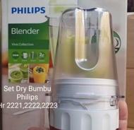 Set jar blender &amp; Set Dry bumbu Philips Hr 222122222223 Plastik