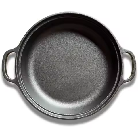 Cast Iron Skillet Round Non Stick Cast Iron Pan with Double Handles for Gas Electric Induction Oven 