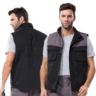 Black Work Vest Outdoor for Men Multi Pockets Cargo Vest Working Vest Men Workwear
