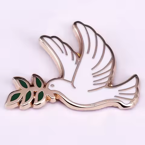 Peace Dove Olive Branch Enamel Pin Animal Pigeon Metal Badge