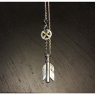 NIGHT MELODY S925 Sterling Silver Seiko Yoshihara Straight Bow and Arrow Feather Couple Necklace Pendant