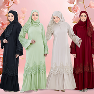 JOJOBars Sulam pleated abaya jubah Pleated Allium Abaya Pleated Allium Fouzia Abaya Dresses Lace Sleeves Muslim women maternity nikah bridesmaid