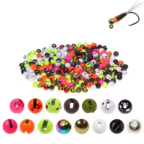 20pcs 2.5mm~5.0mm Slotted Tungsten Beads Jig Nymphs Fast Sinking Wet Euro Nymphs Ice Fishing Lures F