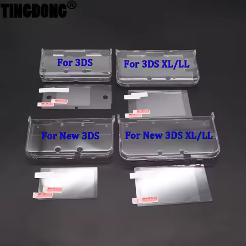 1Set Transparent crystal protective case and screen protector, suitable for 2DS 3DS, 3DS LL XL, new 
