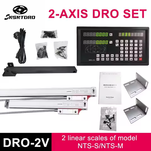 DRO-2V Digital readout Display AC90-260V & 2 Pieces 0-1000mm Linear Glass Scale Encoder Grating Rule