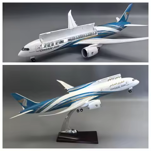 43cm Airplane Model Oman Air Airline B787-9 Resin Plastic Model Openable Cabin Door With Wheels Ligh