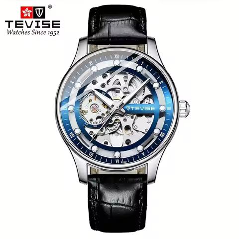 TEVISE Automatic Mechanical Watch for Men Waterproof Fashion Skeleton Casual Wristwatch Luminous Glo