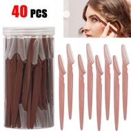 Eyebrow Trimmer 12/30/40/66PCS Brown Eyebrow Razor Safe Face Body Hair Removal Shaver Blades Woman E