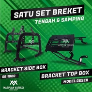 Paket Lengkap Bracket Top Box Model Geser plus Breket Side Box SB1000 Full Fittingan Stabilizer Braket Box tengah dan bracket samping SB 1000 Full Fitting Stabilizer Box GIVI SHAD KAPPA PANNIER KMI TIGER REVO CB150R CB150X Vixion Old Megapro ADV Vario