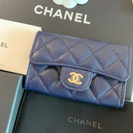 全新 new Chanel classic card holder wallet 香奈兒荔枝牛皮AP0214淡金扣銀包