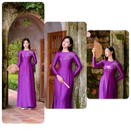 High Quality Purple Starlight Silk Ao Dai – Luxurious, Outstanding-dk05