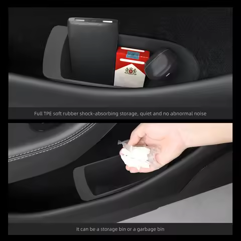 LUCKEASY Front Door Storage Box for Tesla Model Y Launch 2025 2026 Juniper TPE Garbage Storage Bin 2
