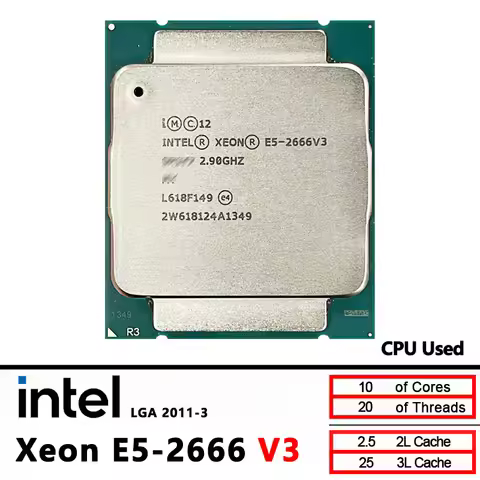 Intel Xeon E5 2666 v3 Used E5 2666v3 2.9 GHz Ten-Core Twenty-Thread CPU 25M 135W LGA 2011-3