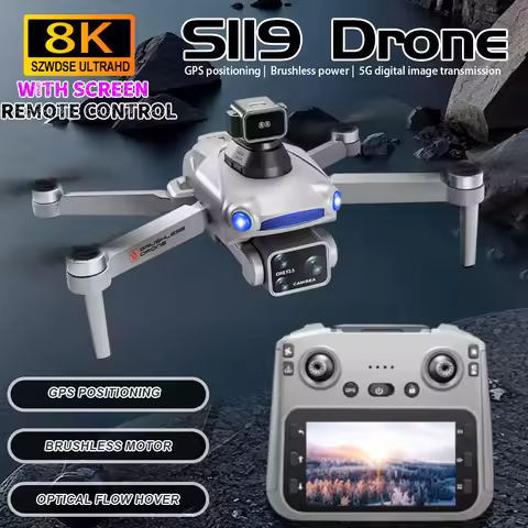 2025 NEW S119 Drone GPS 8K Professional HD Dual Camera Screen Remote Control Brushless Motors Obstac