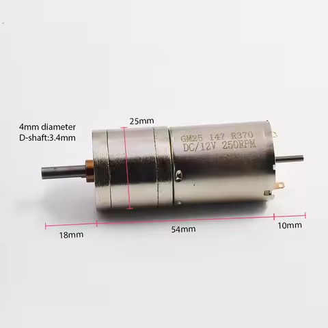 Micro Mini 25mm GM25 25GA 370 Gear Motor Dual Shaft DC 6V-12V 250RPM Slow Speed Large Torque Valve E