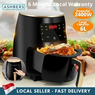 Digital LCD Touch Screen Air fryer, 6L Electric Hot Air Fryers for Roasting/Baking/Grilling For 3-5 Pax, Nonstick