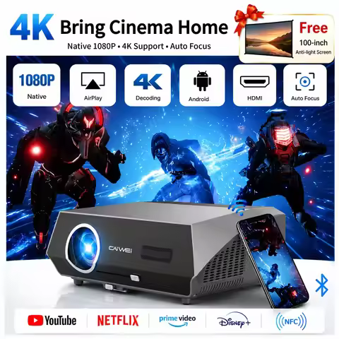 4K Movie Video Projector 3800 ANSI Auto Focus 2.4+5G WiFi WLAN Bluetooth 1080P Full HD Home Theater 
