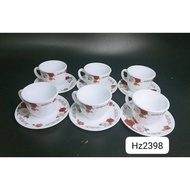 12pcs CUP and SAUCER SET OPAL GLASSWARE Tea Set Opal