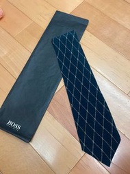 德國 🇩🇪 品牌 HUGO BOSS 絲質 商務 上班 領帶 👔 菱格紋 復古 古著
