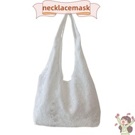 NECKLACEMASK Lace Shoulder Bag, Embroidery Floral Print Vest Style Canvas Handbag, YK2 Versatile Lig