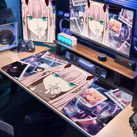 Anime Mouse Pad Darling in The FranXX 02 Kawaii Keyboard DeskMat Zero Two Laptop Setup Gamer Decorat