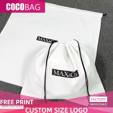 Custom Logo Drawstring Gift Bag Pure Cotton Packaging Bags Shoe Cloth Products Box Eco Friendly Dust